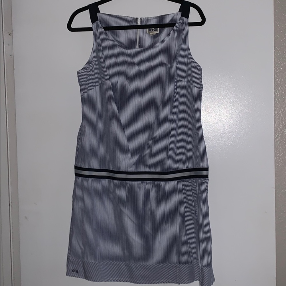 Striped blue mini cotton dress.